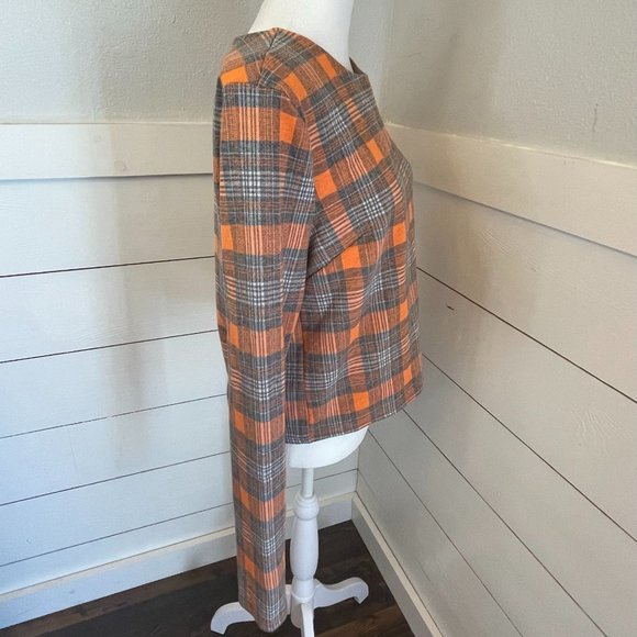 Grey Lab Women's Plaid‎ Zipper Back Long Sleeve Top Size L - Picture 5 of 6